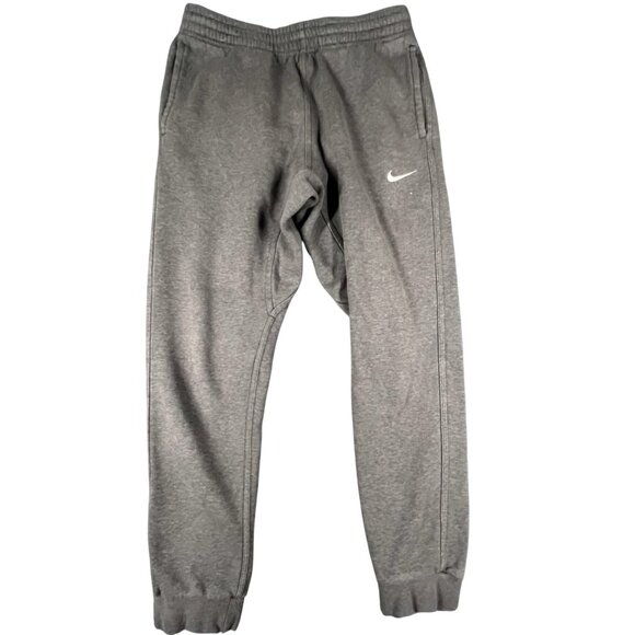 Nike Kids Medium Gray Club Fleece Tapered Leg Joggers Sweatpants Logo - Picture 1 of 14